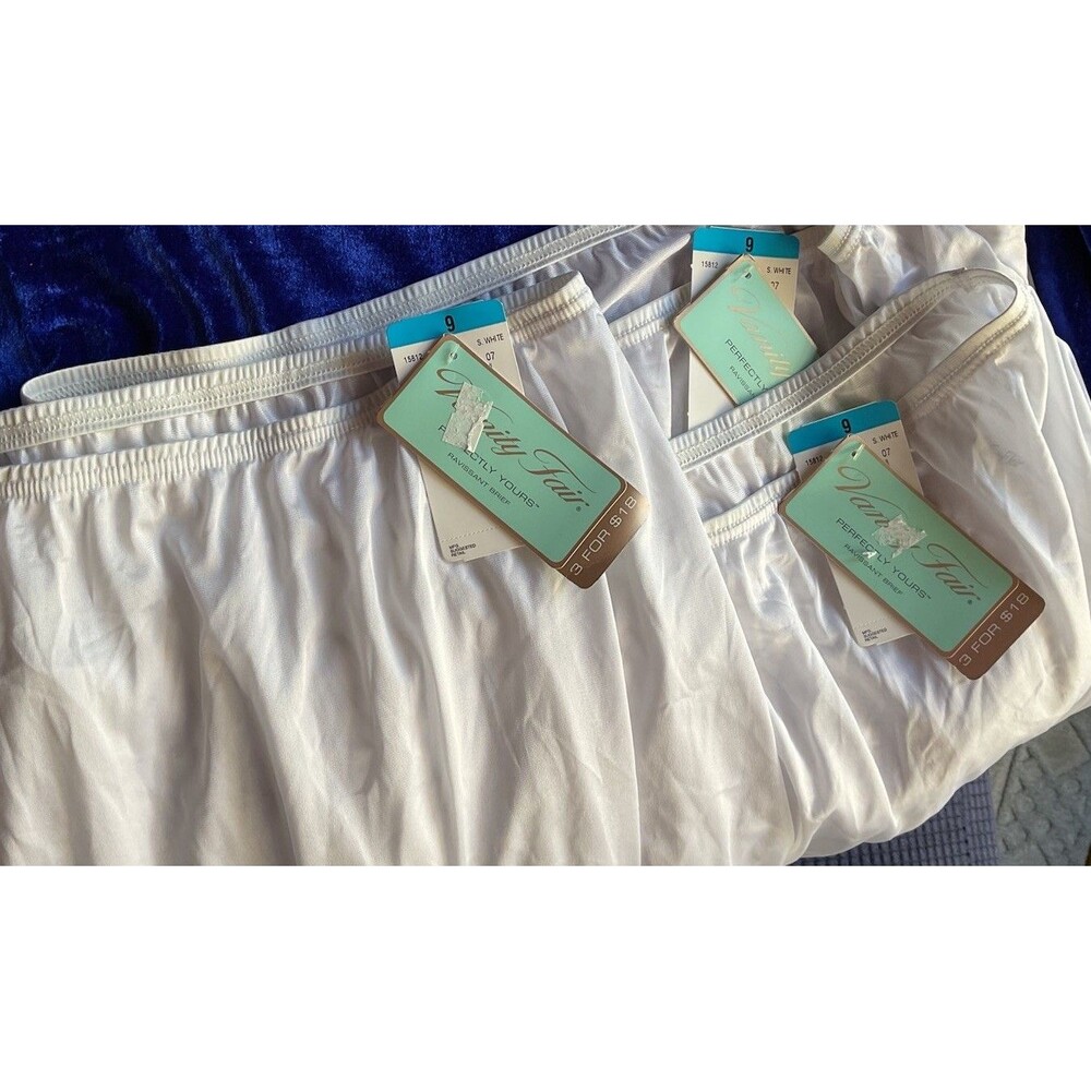Vintage NWT Vanity Fair 3 Pack Nylon Panties Briefs Sz 9 White 15812 Sissy